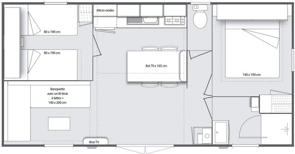 Mobile home plan Espace 28m² 
