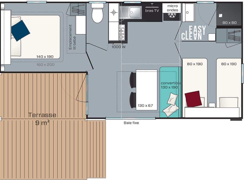 Plan mobil home Lodge 25m²
