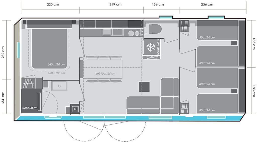 Plan Mobil-home Famille 32m²