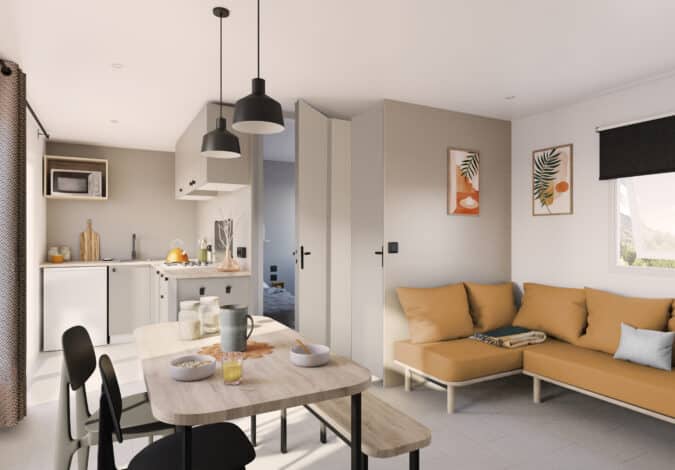 Location de mobil-home « Riviera suite » pour 4 personnes et terrasse semi